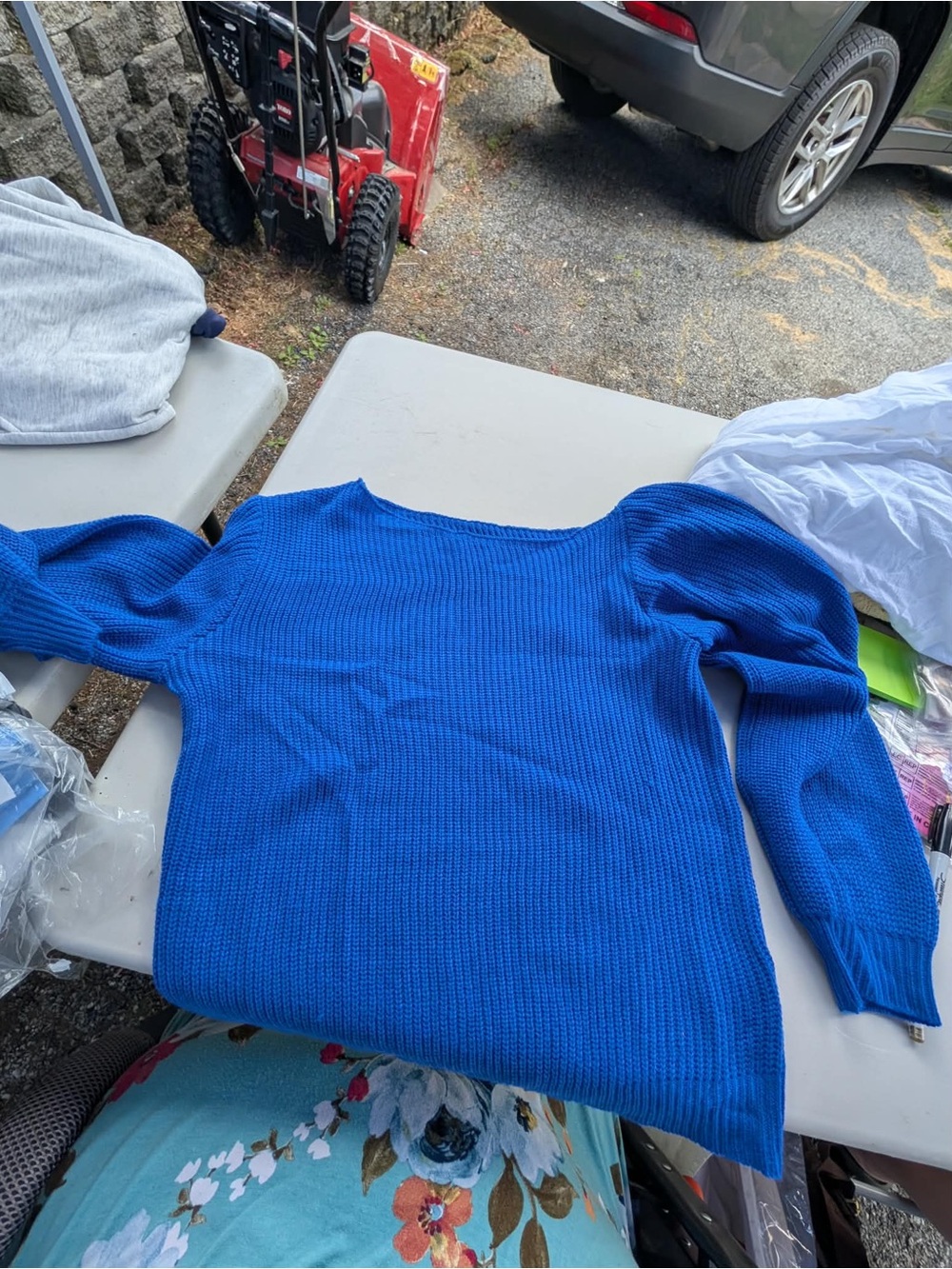 SHEIN Royal Blue Off-the-Shoulder Sweater